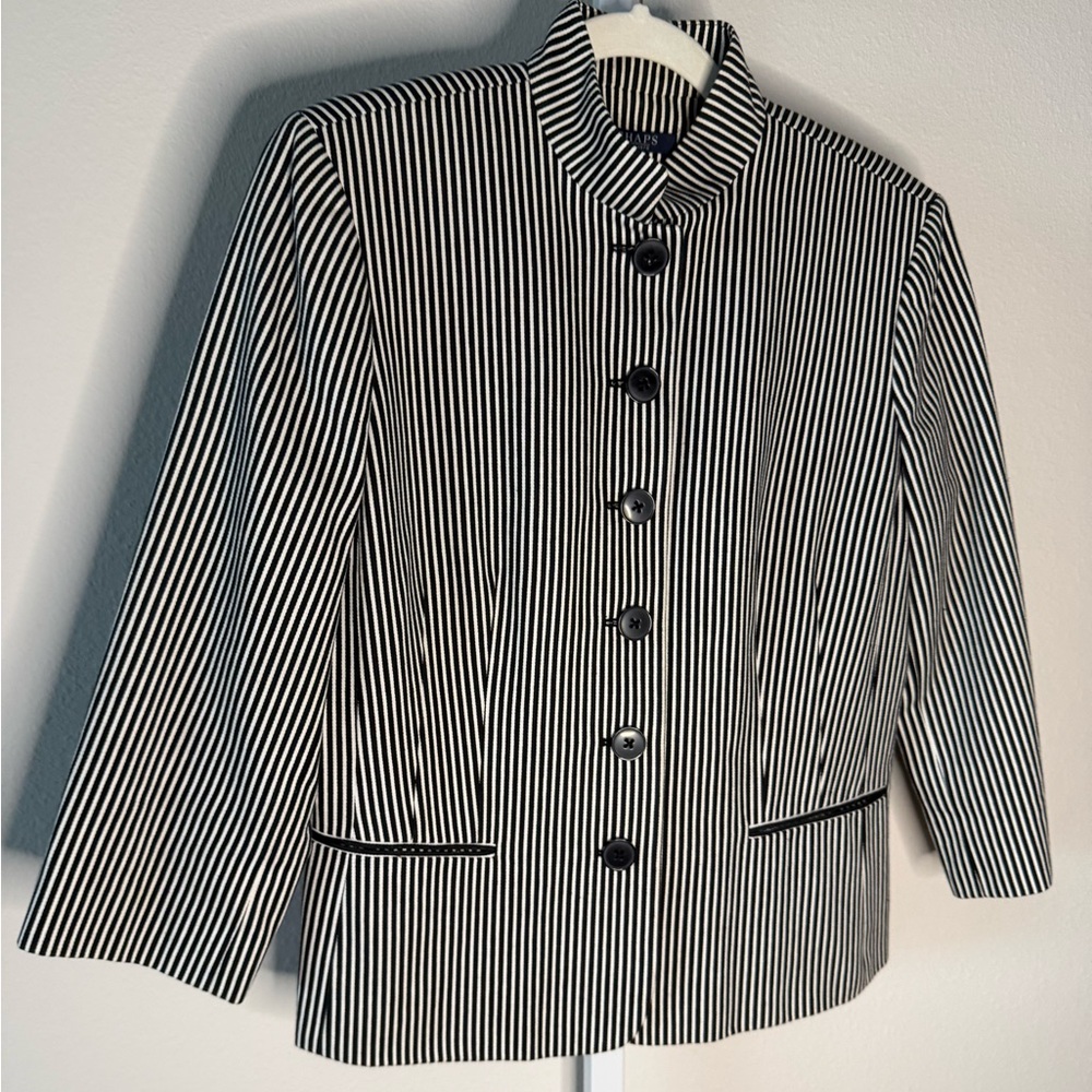 Chaps Black and White Striped Jacket